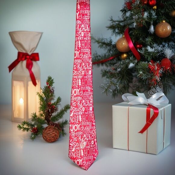 Christmas Musical Necktie Red Novelty Holiday Party Tie New Festive - Picture 1 of 8